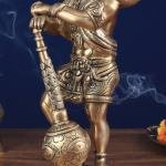 Pure Brass Bahubali Hanuman Statue | 14" x 7" x 6" (35.6 x 17.8 x 15.2 cm) | 6.58 kg Mighty Divine Form | Premium Sacred Art | Temple Grade